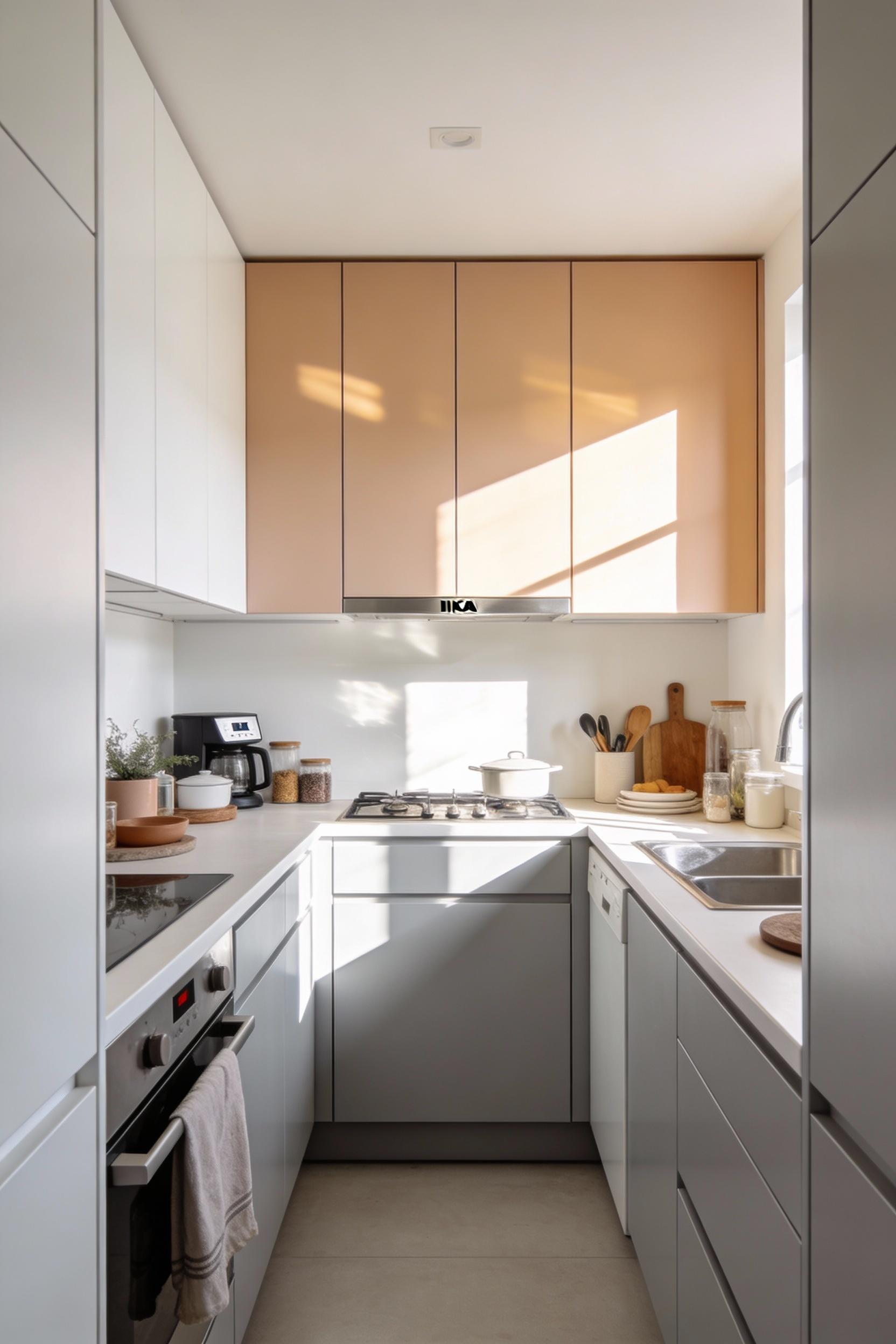 Choose light cabinet fronts for a brighter small kitchen look