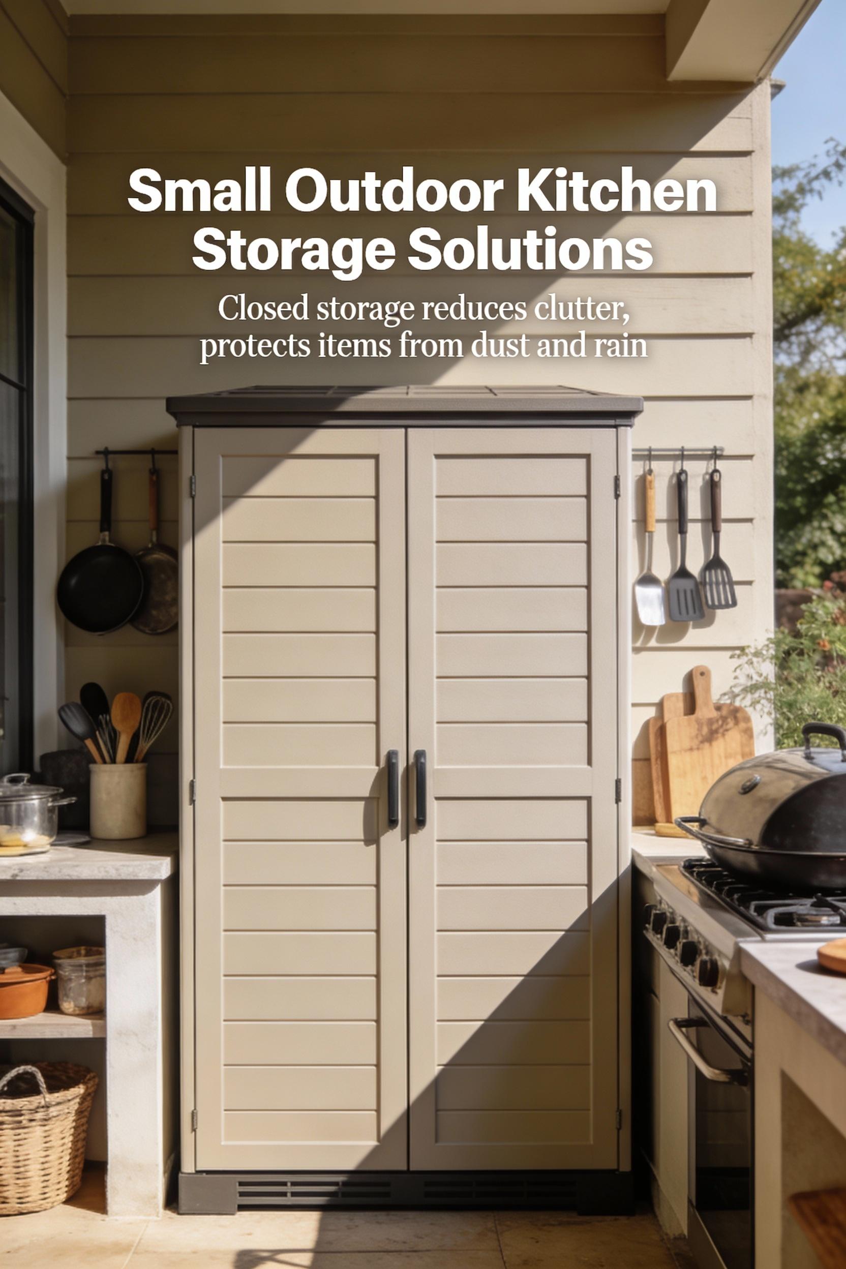 Compact outdoor kitchen storage for small spaces that stays tidy
