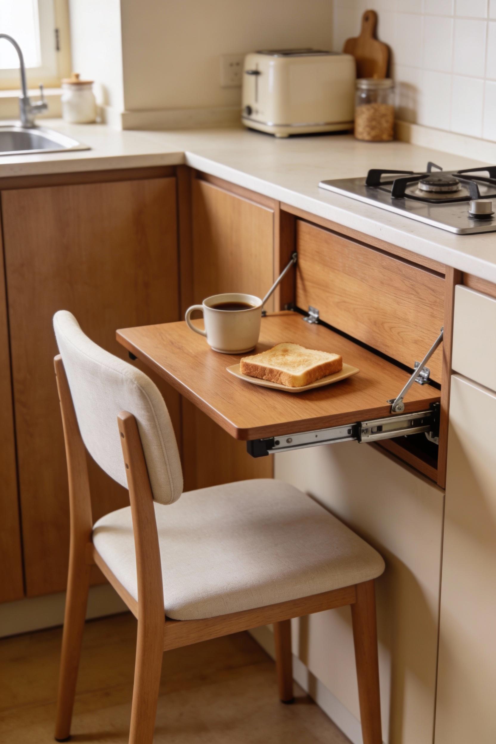 Create a small breakfast nook with a wall mounted table