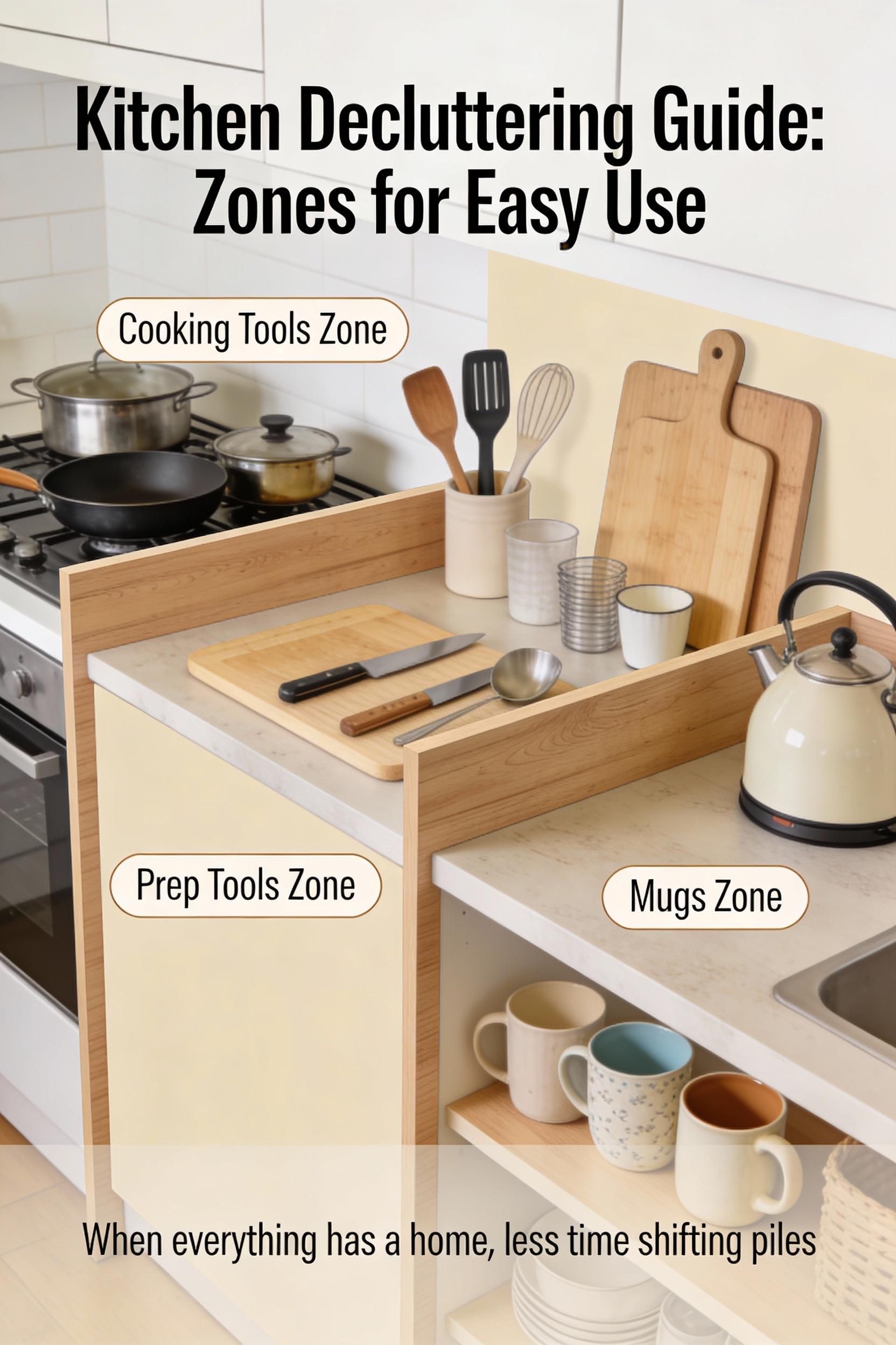 Declutter with simple zones and hidden storage