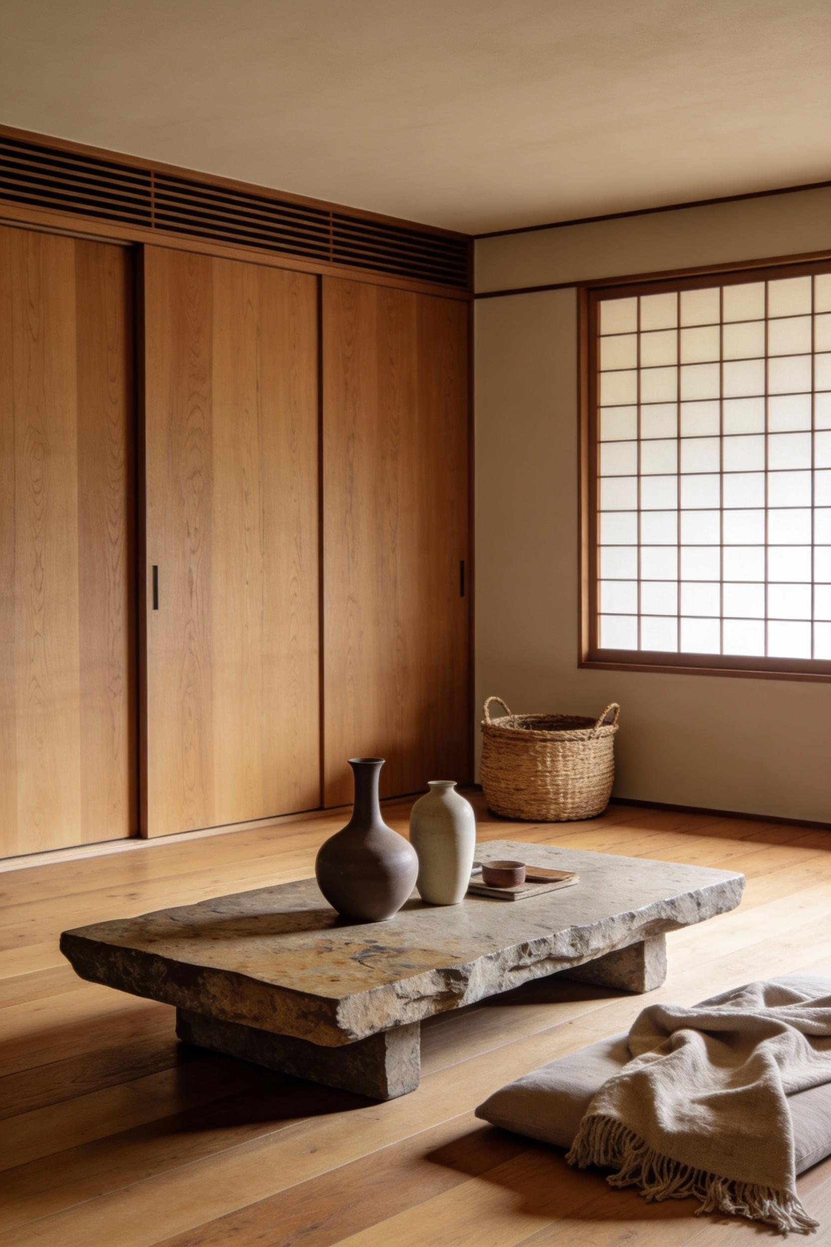 Japanese inspired minimalism for a calm outdoor cooking corner