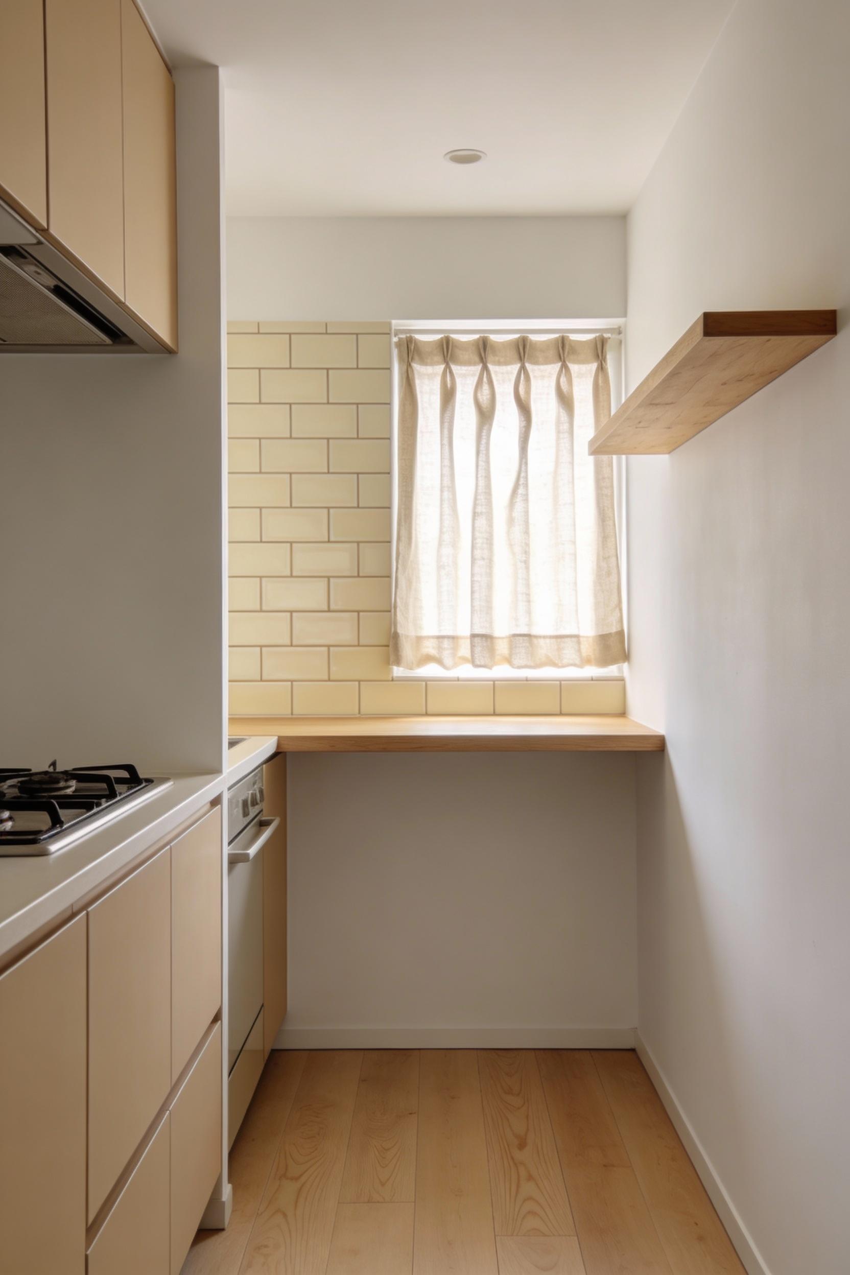 Light wood and warm whites for modern Japanese kitchen style