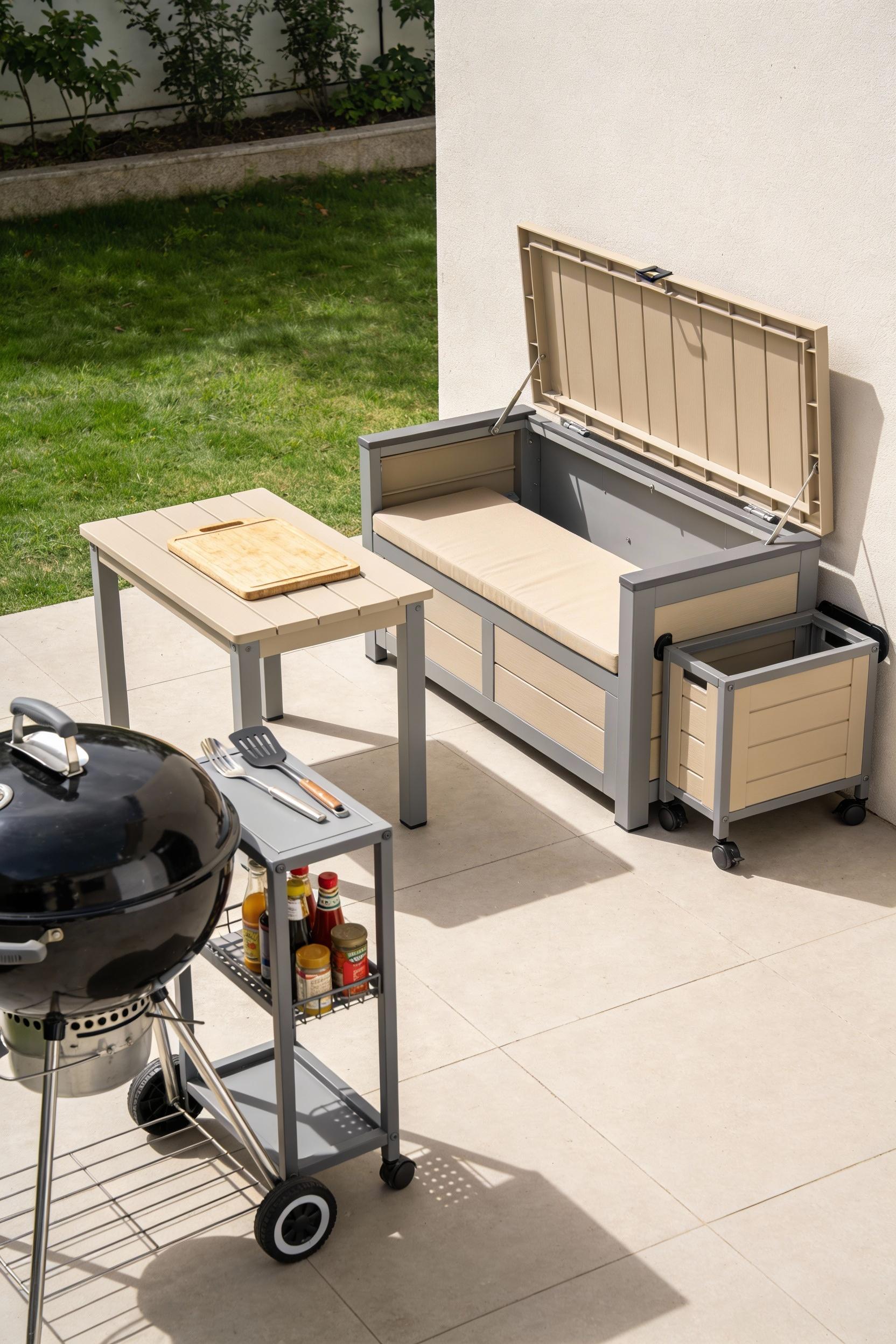 Multifunctional outdoor kitchen furniture for small areas
