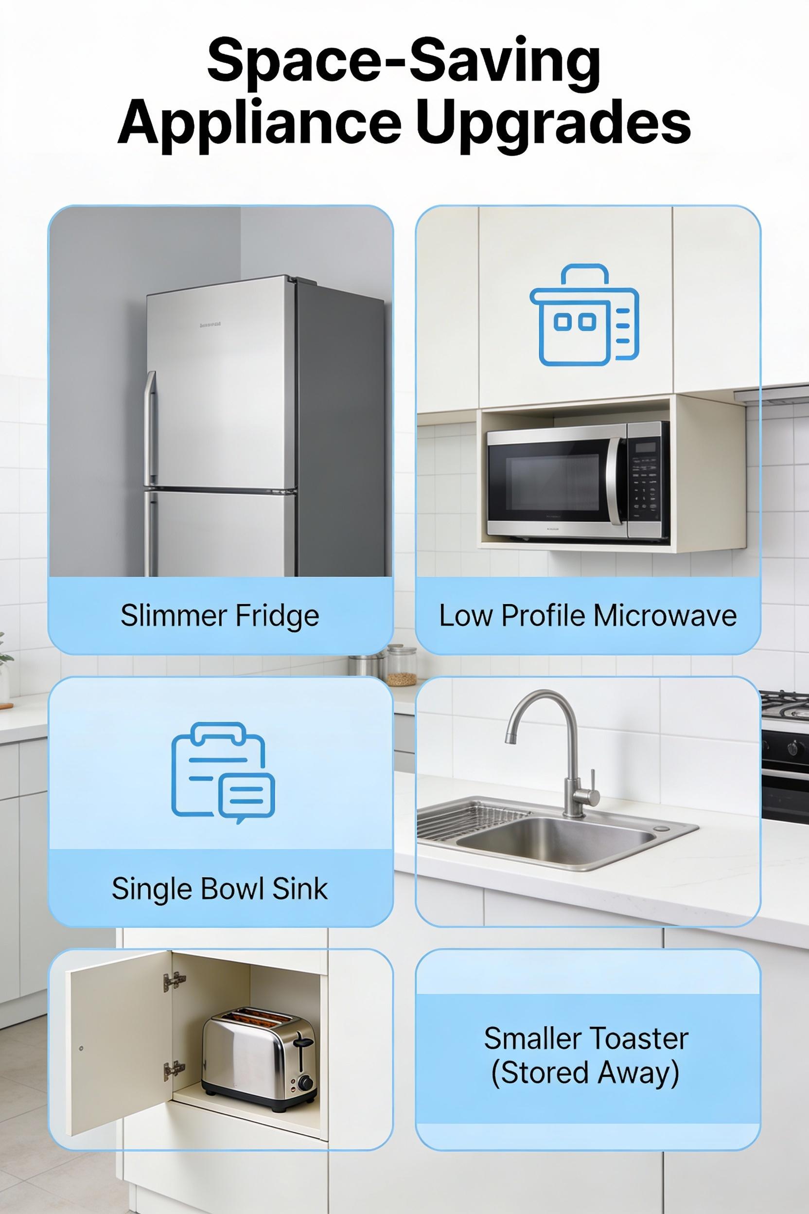 Pick compact appliances that do not dominate the room