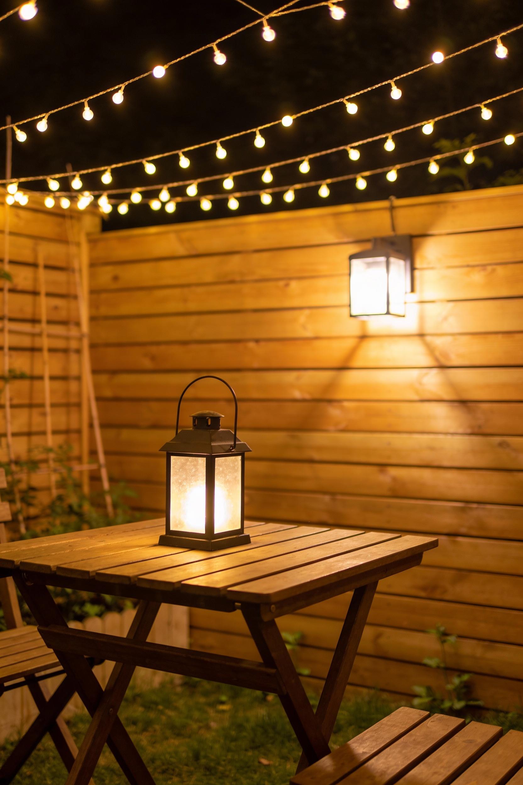 Soften the space with cozy outdoor lighting and warm textures