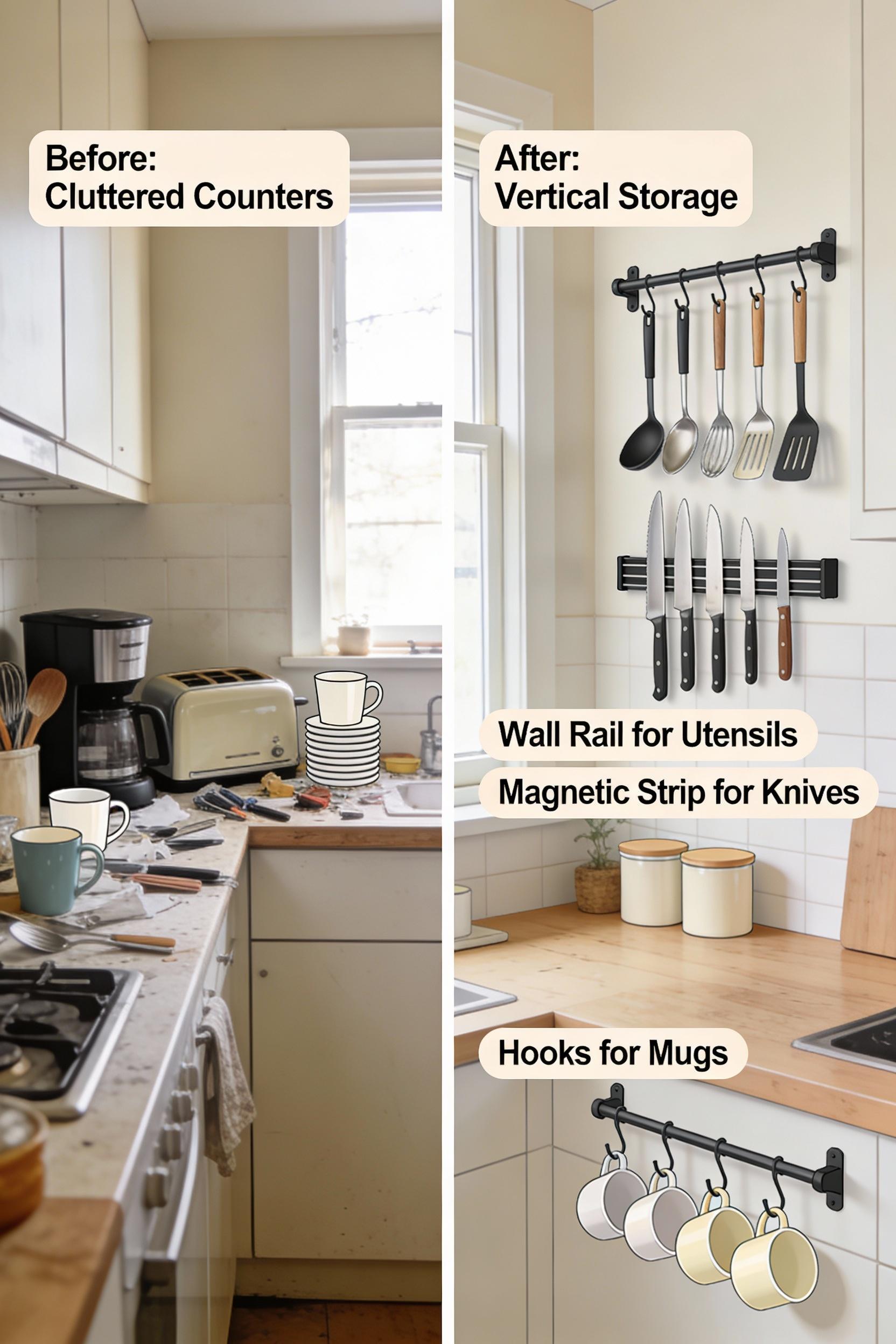 Use vertical storage to free up the counters