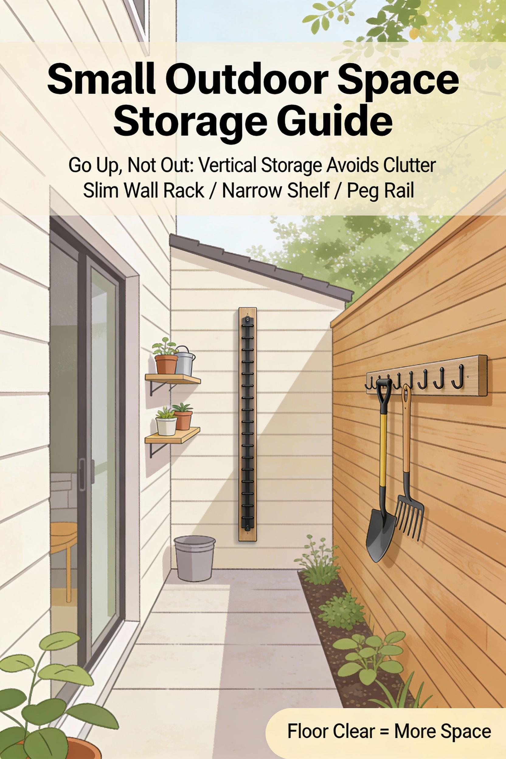 Use vertical storage to keep a small outdoor kitchen organized