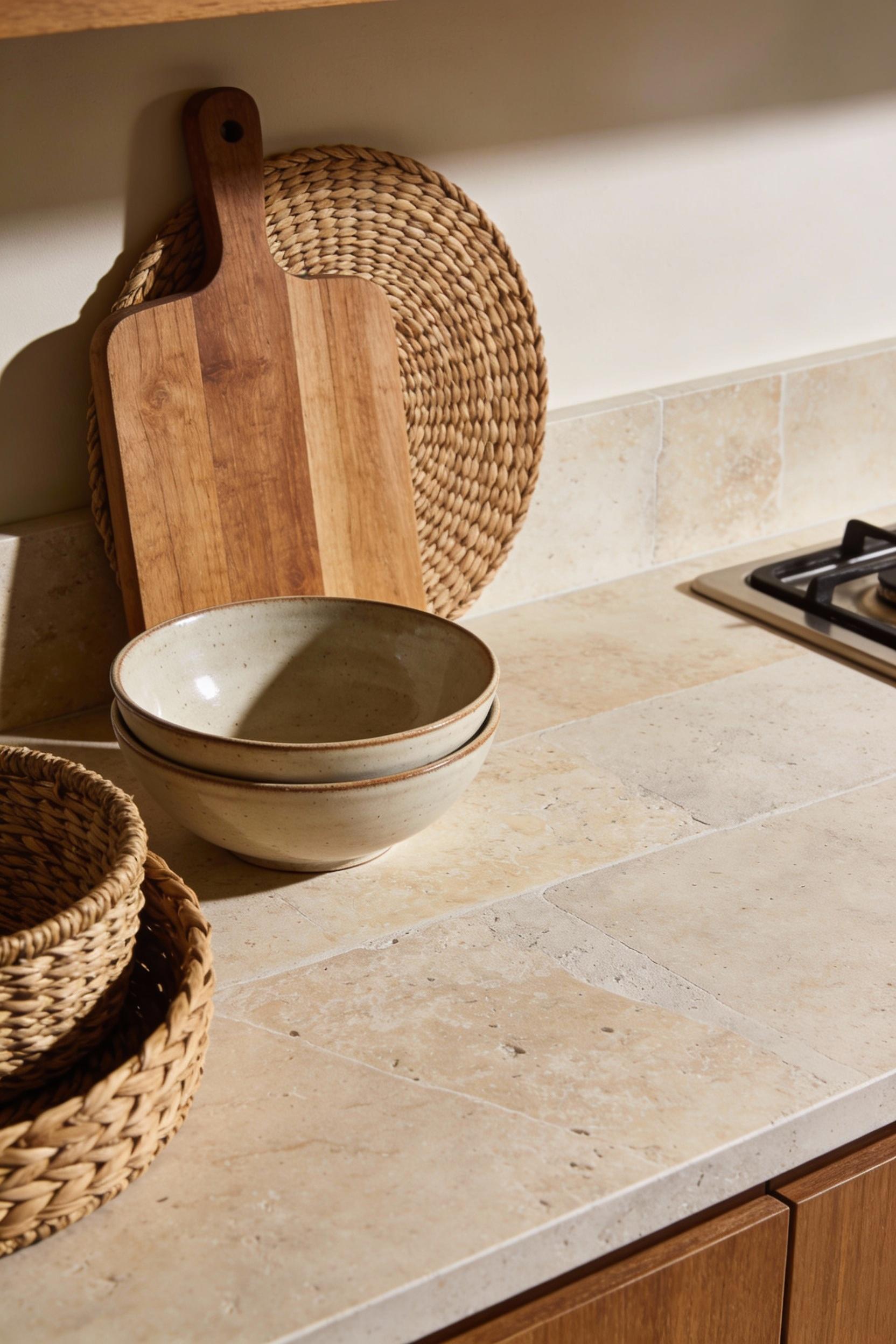 5. Stone look porcelain tiles for natural style with easy upkeep