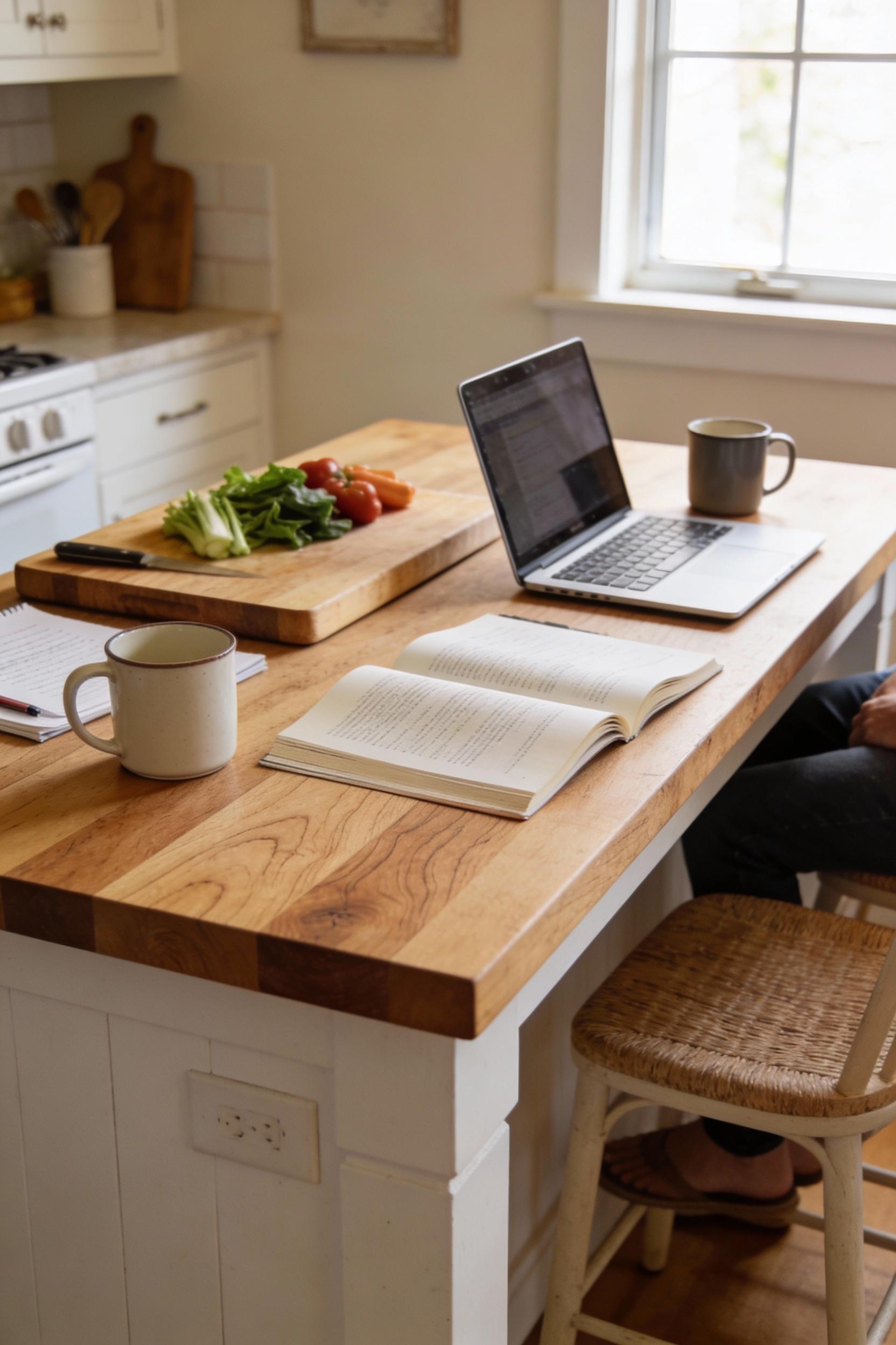 Butcher block island styling for warmth and everyday function