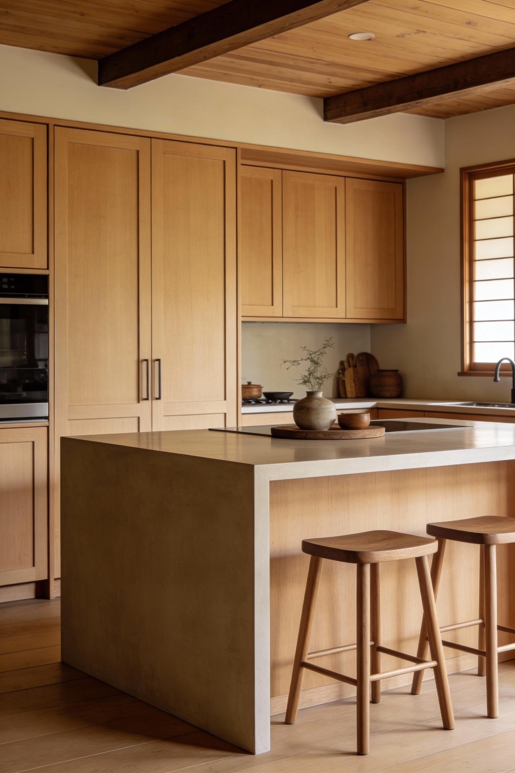 Minimalist modern farmhouse kitchen design with island and clean lines
