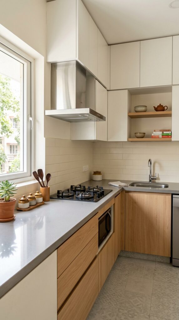10 Minimal small kitchen with clean empty countertop