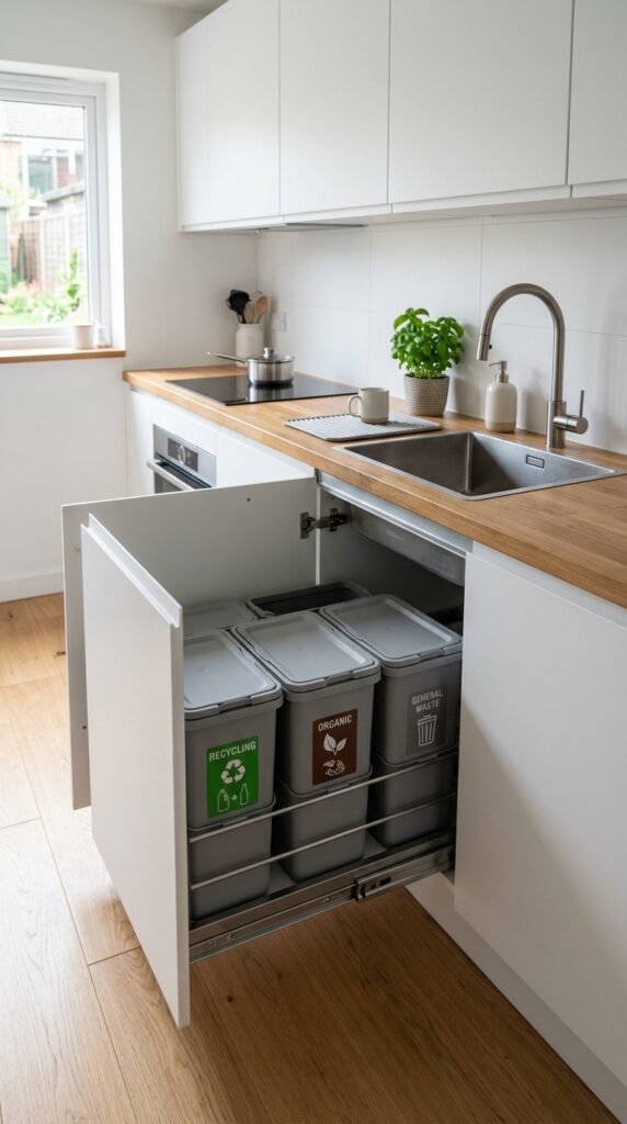 10 Modern kitchen with integrated waste sorting pull
