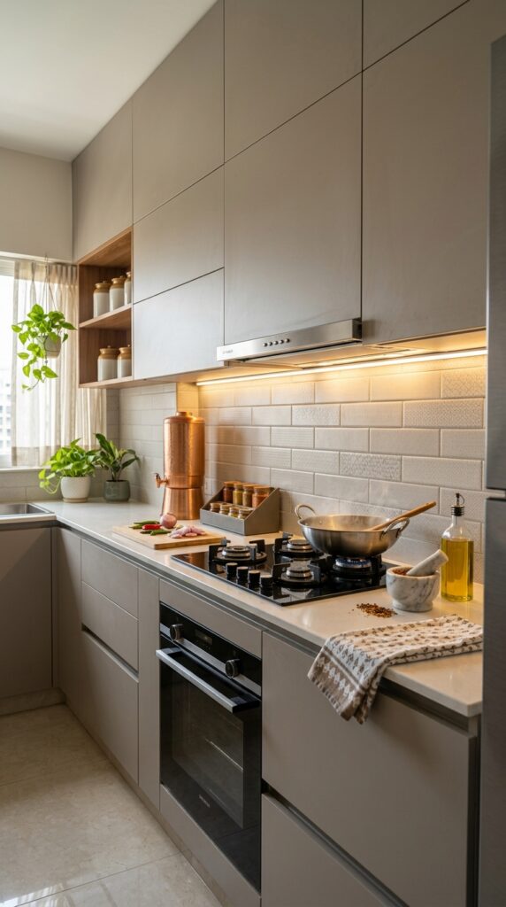 5 Slim profile integrated kitchen chimney hidden wit