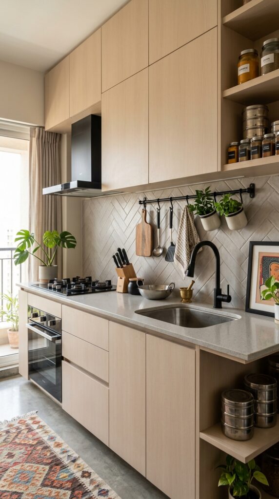 6 Modern small kitchen with matte black accents incl