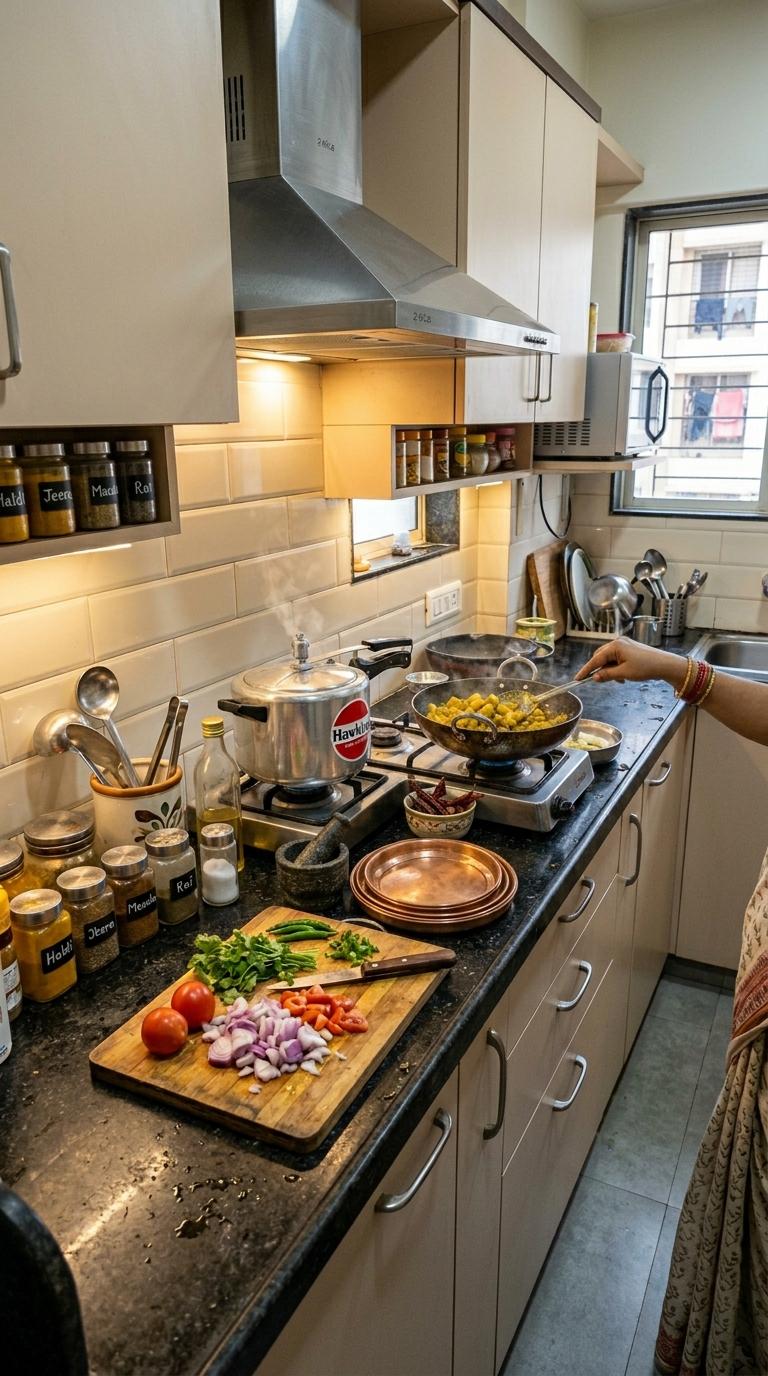 A Compact Two-Burner Cooktop Over a Four-Burner
