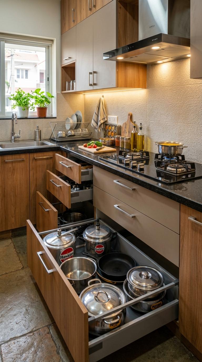 A Dedicated Vessel Zone in the Cooking Arm Base Cabinets