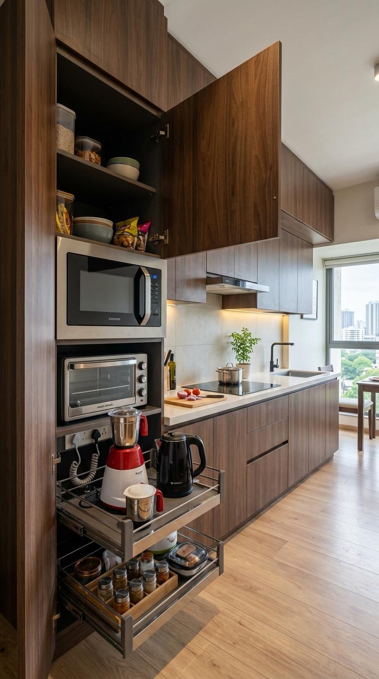 A Flush-Fit Appliance Wall Behind a Single Panel