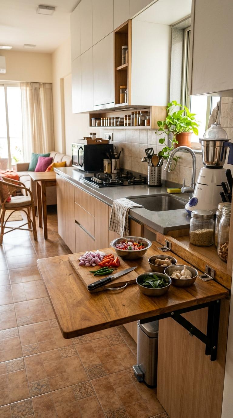 A Fold-Down Counter Extension at One End