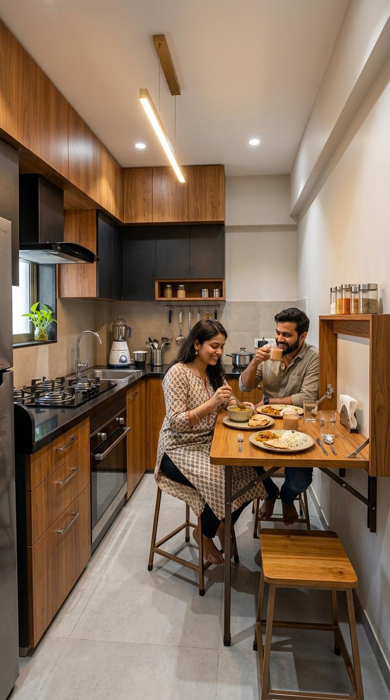 A Fold-Down Dining Counter Instead of a Separate Table