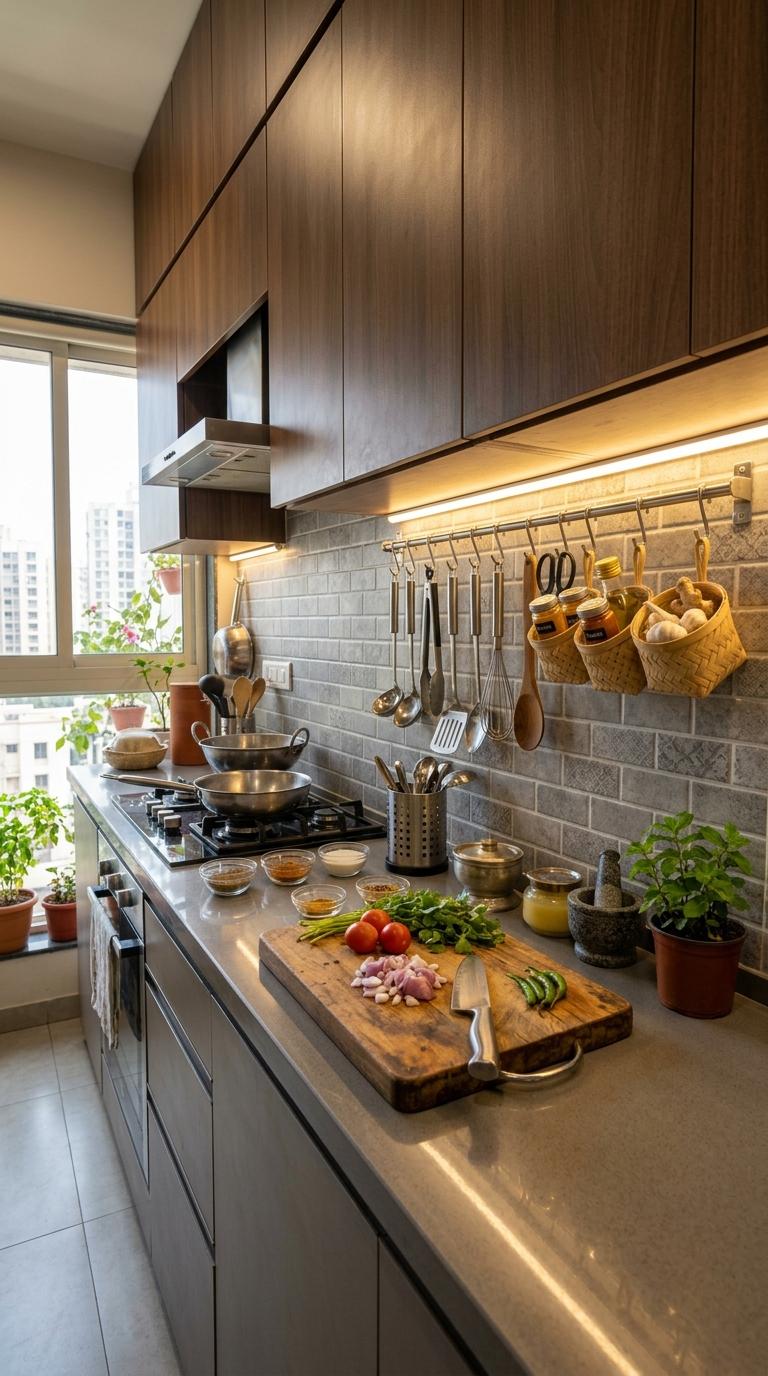 A Pegboard or Rail System Above the Counter