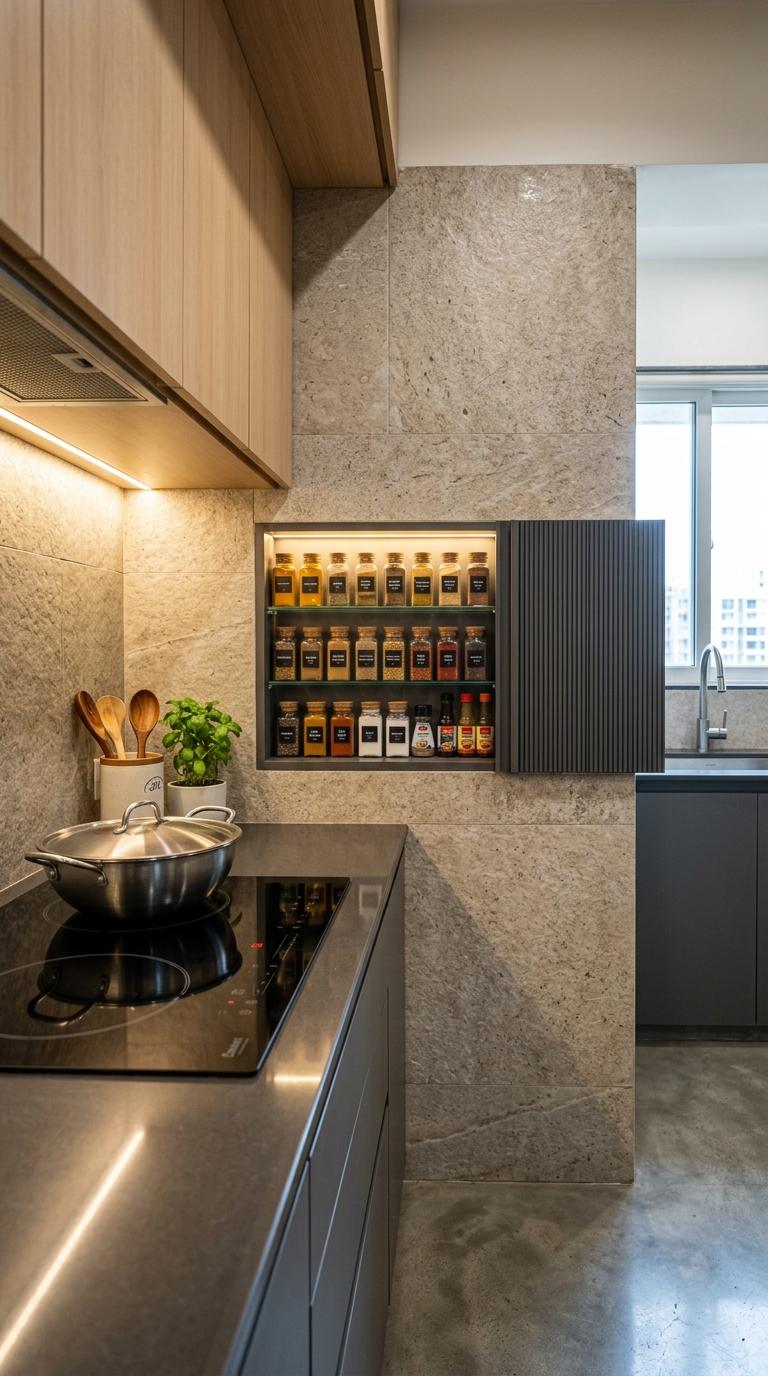 A Recessed Spice Niche in the Splashback Wall