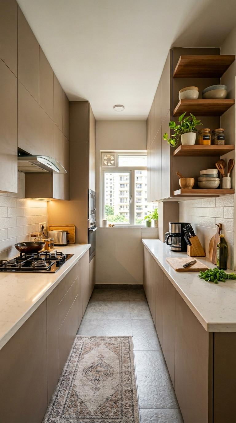 A Visual Break in the Wall Cabinet Run on the Prep Wall