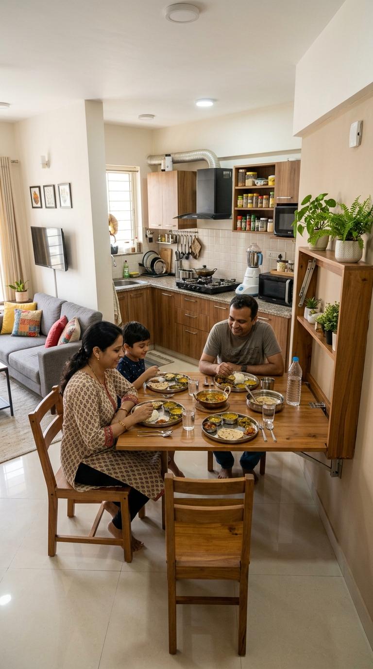 A Wall-Mounted Fold-Down Dining Surface