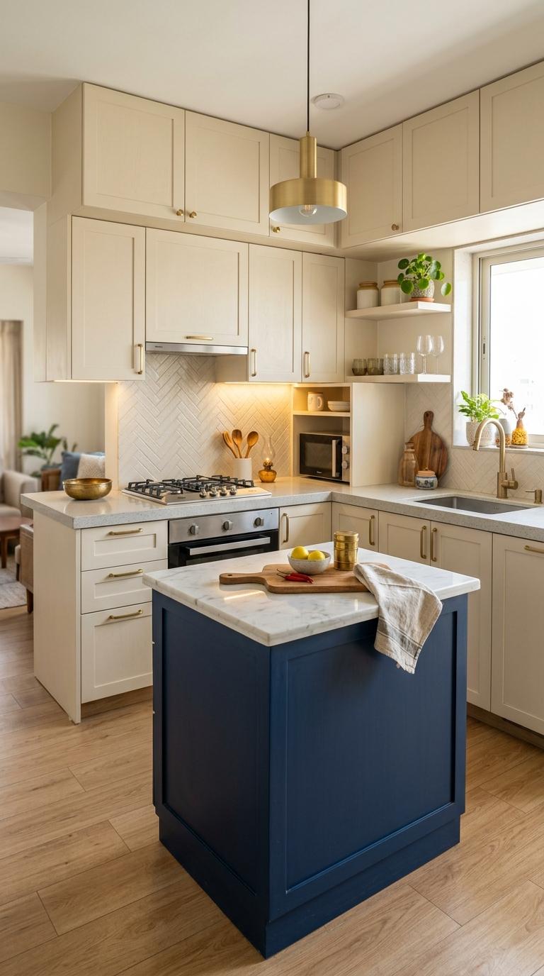 Color and Material Strategy for Islands in Small Kitchens