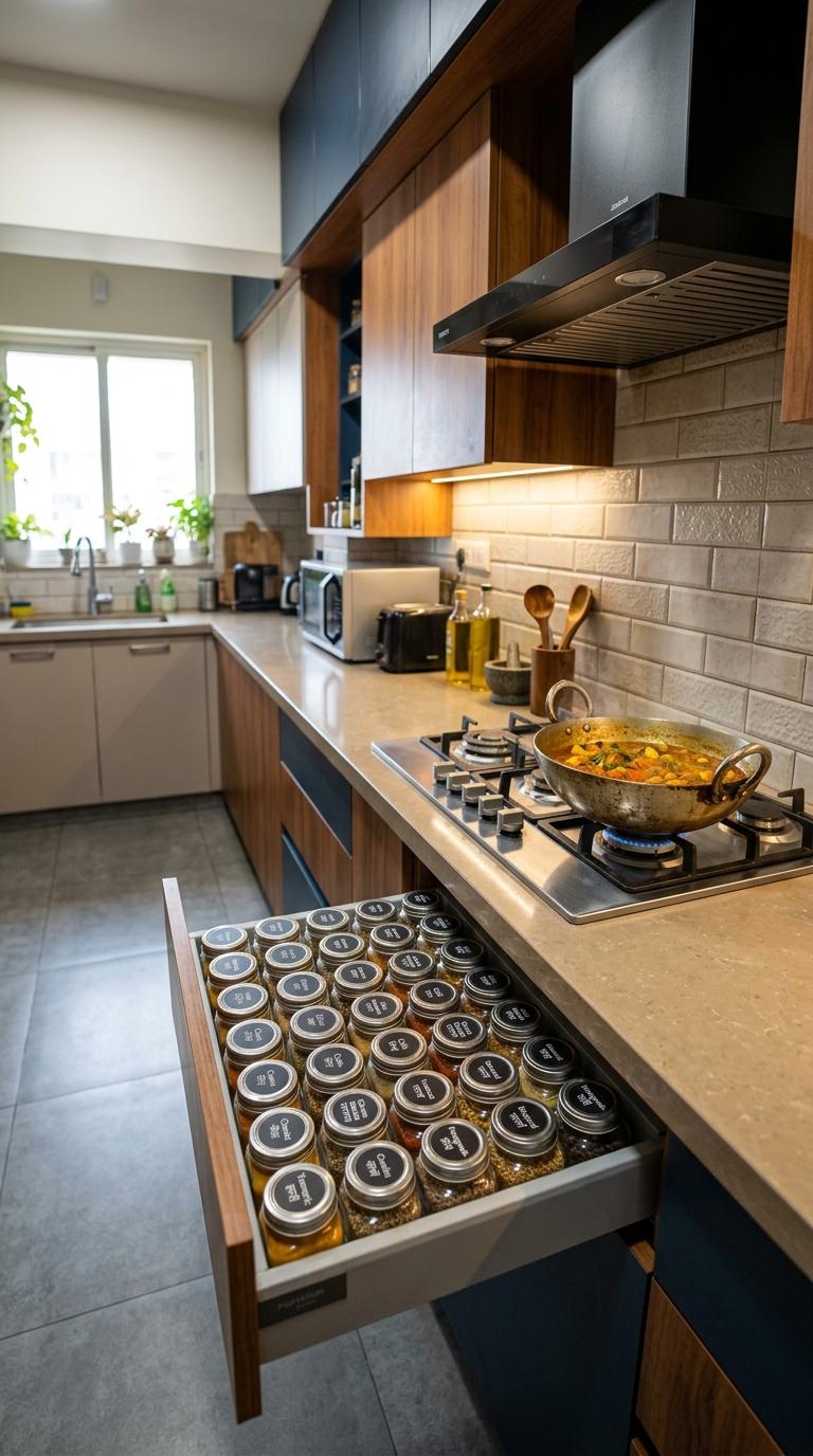 Dedicated Spice Storage on the Cooking Wall