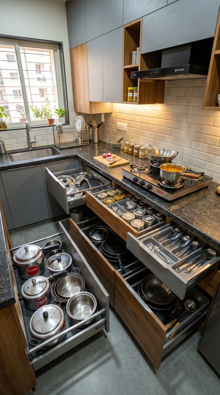 Deep Pull-Out Drawers in Every Base Cabinet