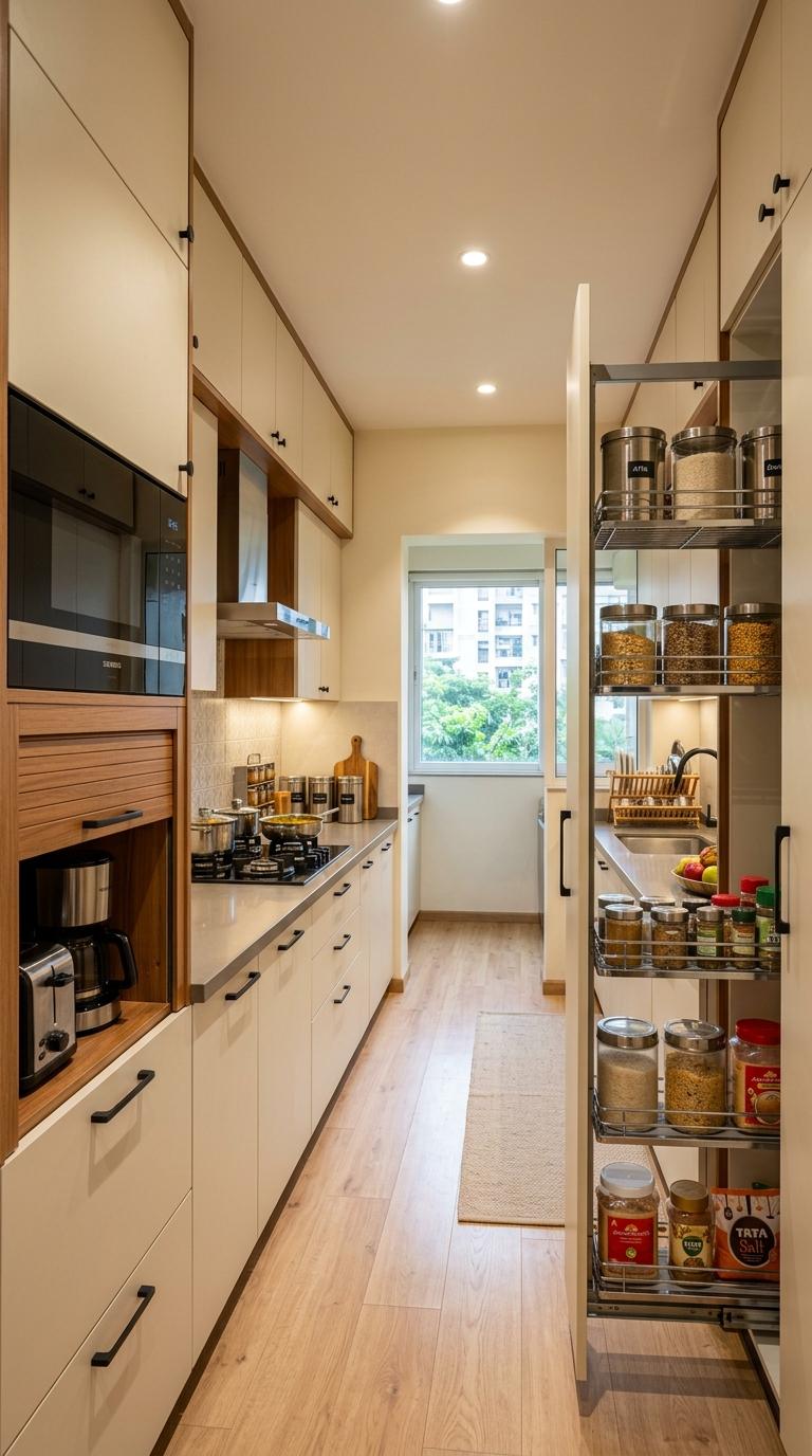 Full-Height Storage at One End of Each Wall