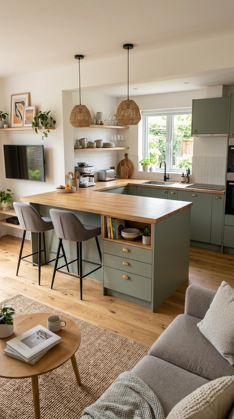 Island as Room Divider in Open Plan Layouts