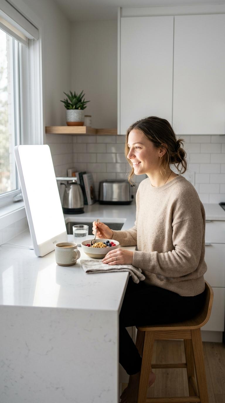 AI-generated visualization of Light Therapy Panels as Dedicated Morning Circadian Devices