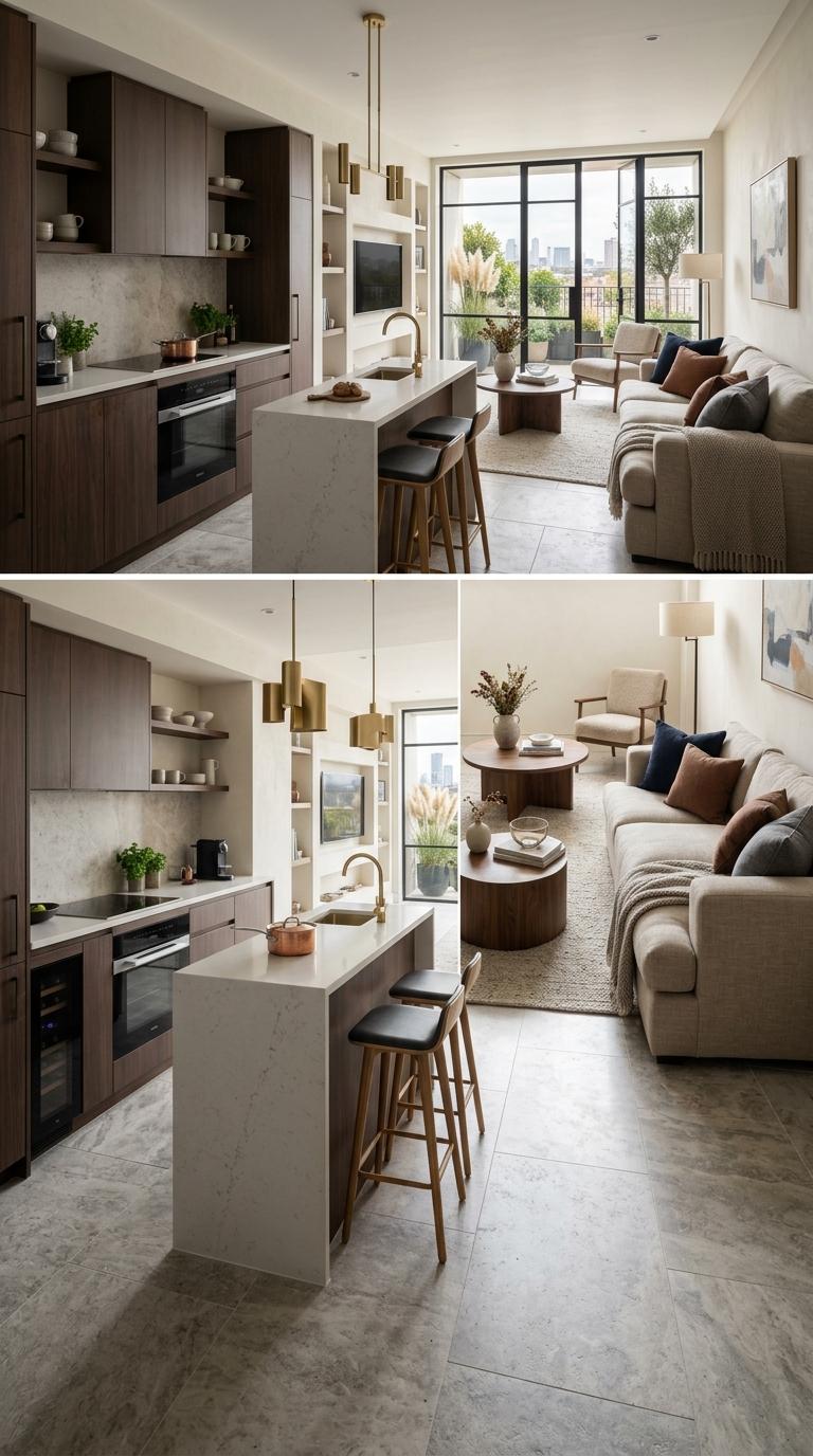 Luxury Flooring that Connects Kitchen to Living Area