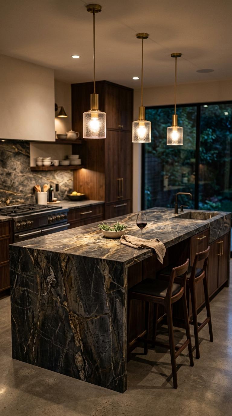 AI-generated visualization of Monolithic Island Lighting Strategy