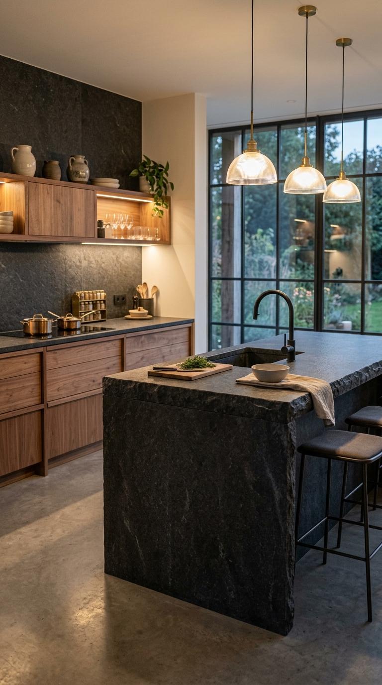 AI-generated visualization of Monolithic Island with Waterfall Stone Base