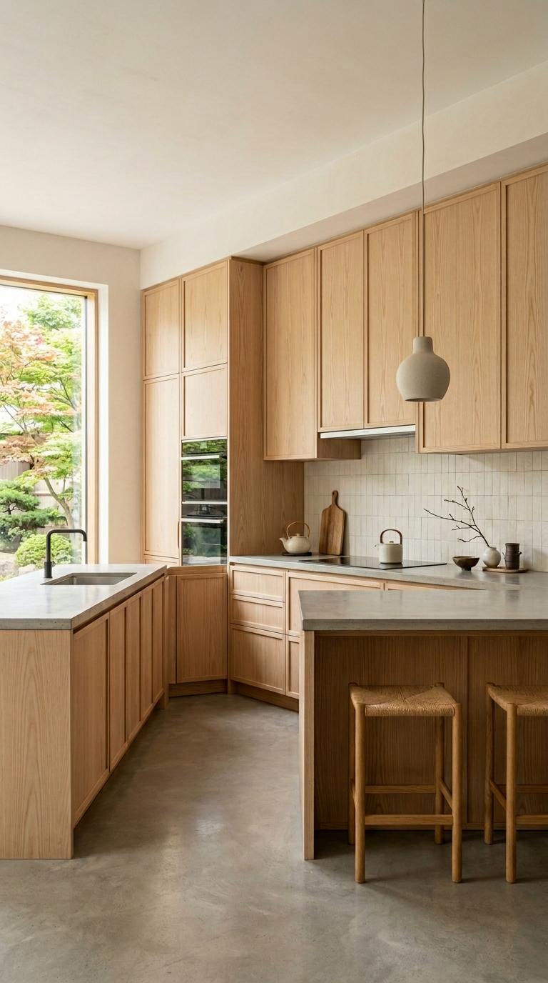 Natural Stone Counter in Harmony with Light Wood
