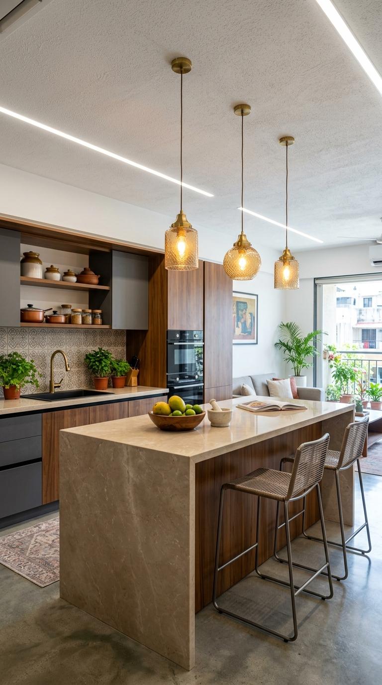AI-generated visualization of Pendant Light Circadian Integration Above the Kitchen Island