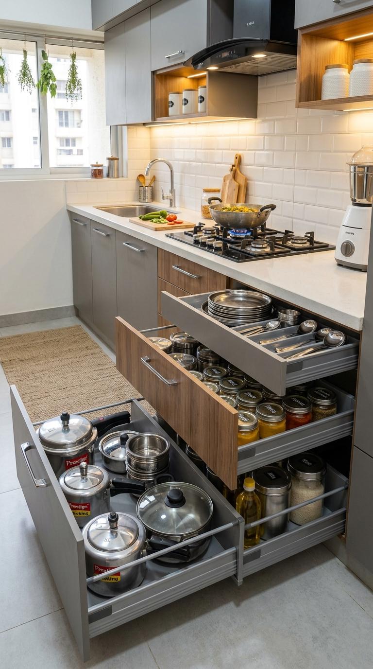 Pull-Out Base Cabinets for Every Lower Storage Position