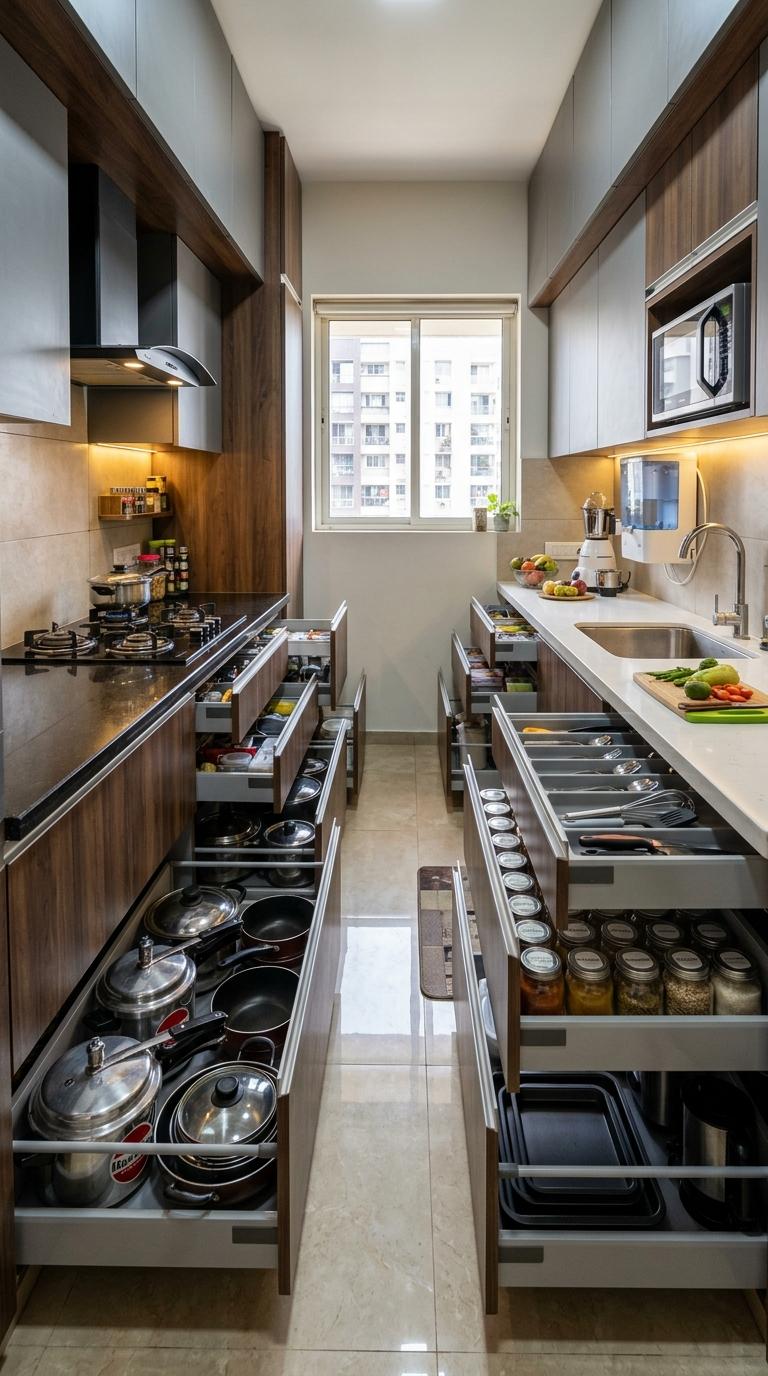 Pull-Out Drawers on Both Walls Without Exception