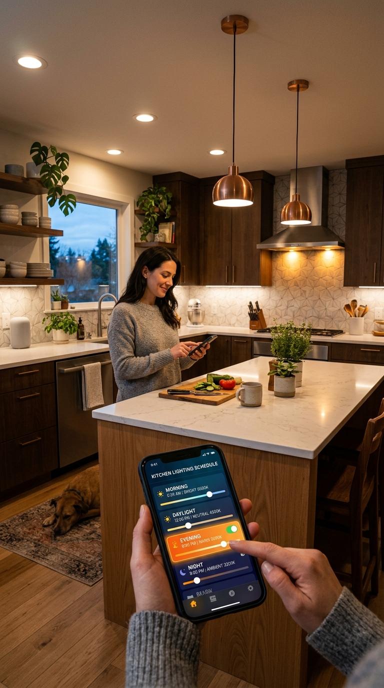 AI-generated visualization of Smart Lighting Scenes and Automation Scheduling