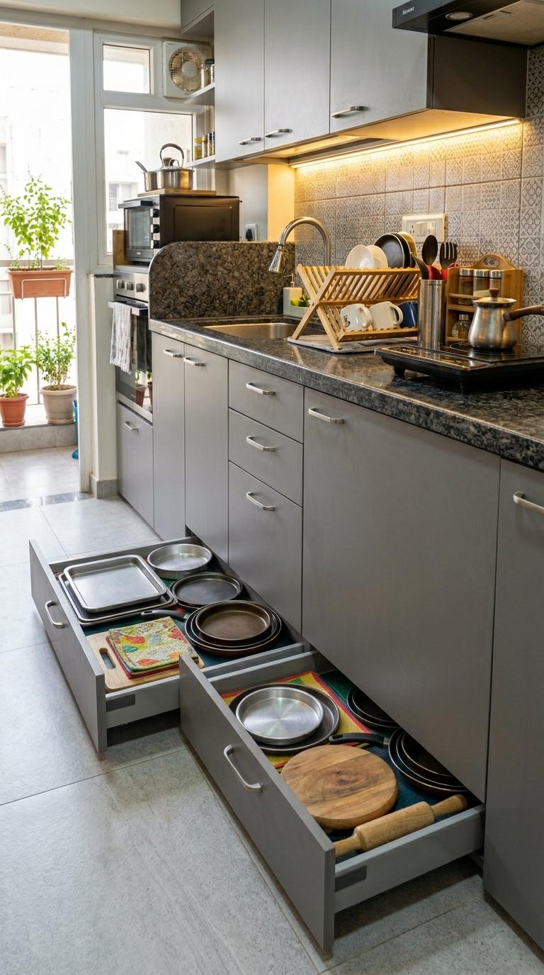 Toe-Kick Drawers Below Every Base Cabinet