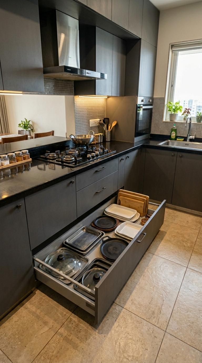 Toe-Kick Drawers on the Cooking Arm