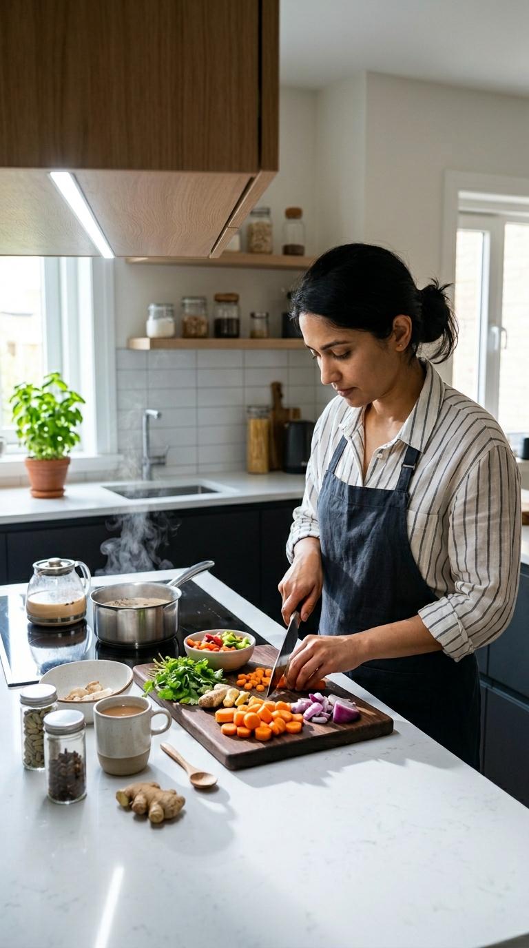 AI-generated visualization of Under-Cabinet Circadian Strip Lighting