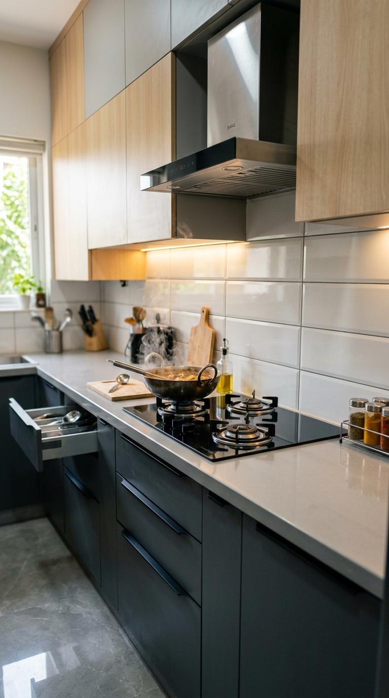 Use a Compact Hob and Built-In Chimney